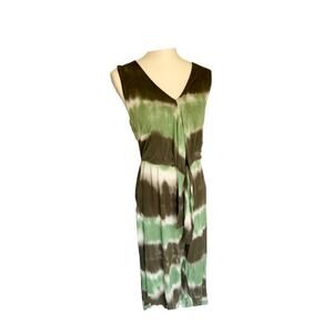 Cato EST. 1946 Green Brown White Rayon Boho Romper with Front Tie Women's Large
